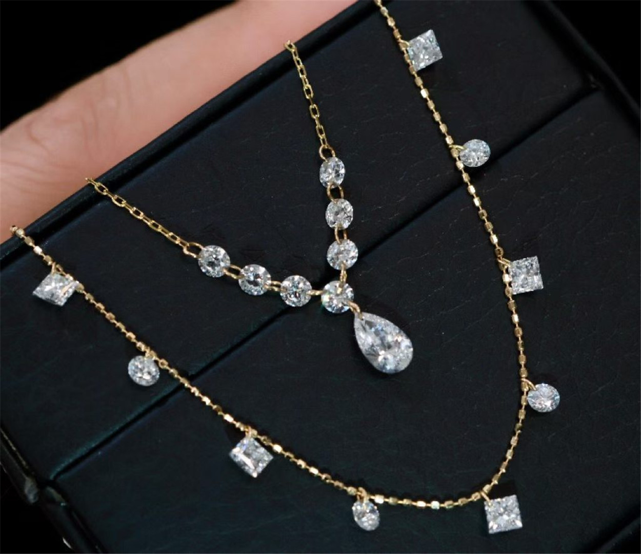 Making Custom Jewelry - 18K gold lab-grown diamond necklace, water