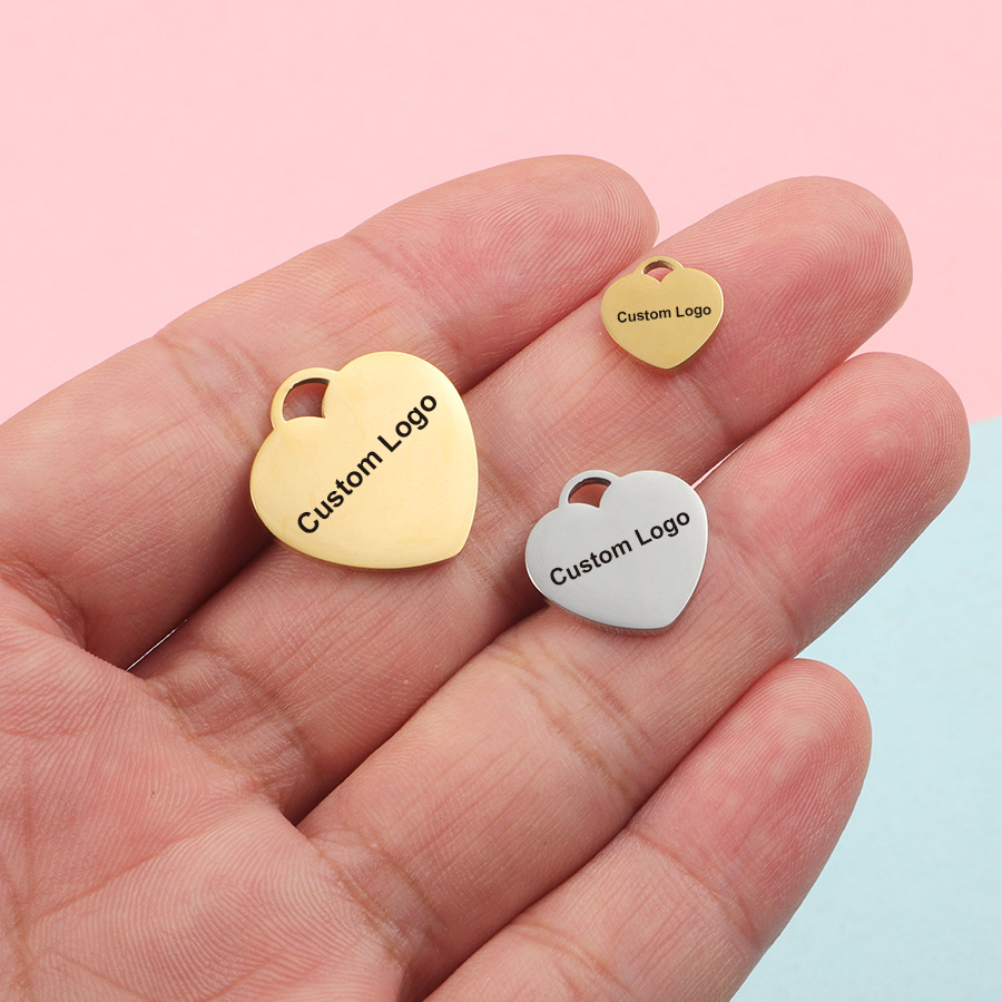Making Custom Jewelry - 30pcs/Lot Stainless Steel Custom Logo Heart